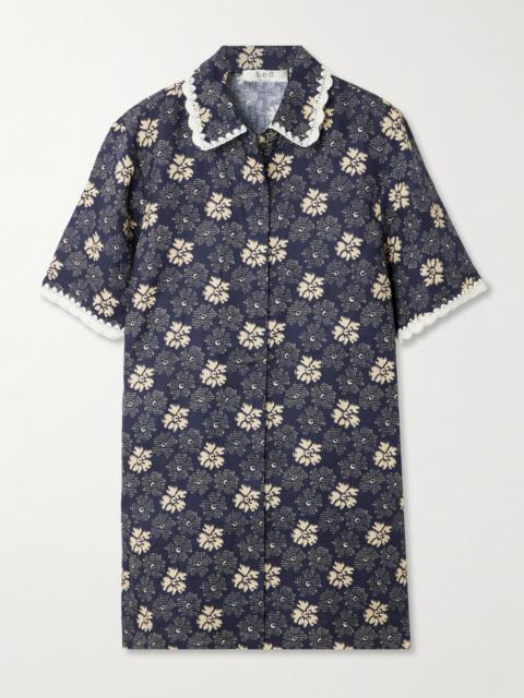 Gloria Embroidered Printed Linen Mini Dress