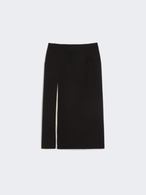 Long double-faced wool skirt - black