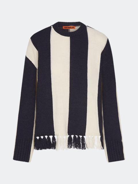 Faye Tassel Sweater In Navy/Cream