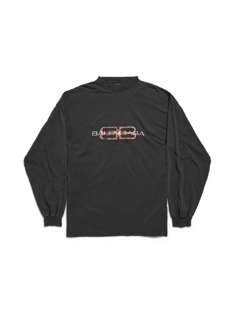 Men's Bb Icon Stencil Long Sleeve T-shirt Large Fit in Black Faded