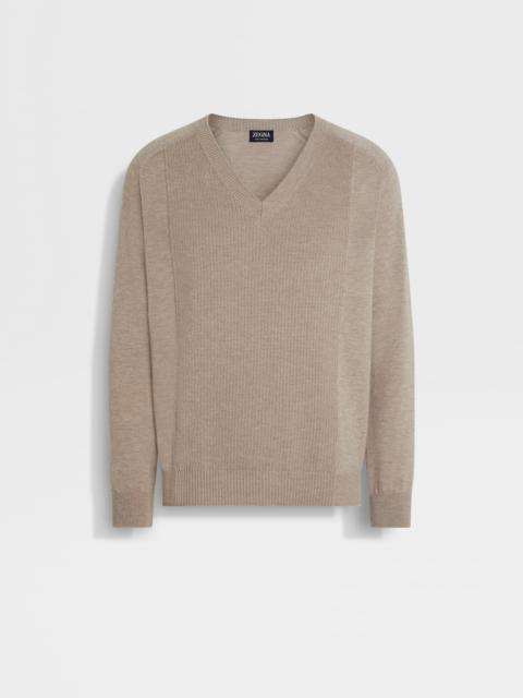 LIGHT TAUPE OASI CASHMERE V-NECK