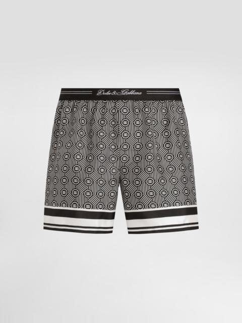 Printed silk twill boxer shorts