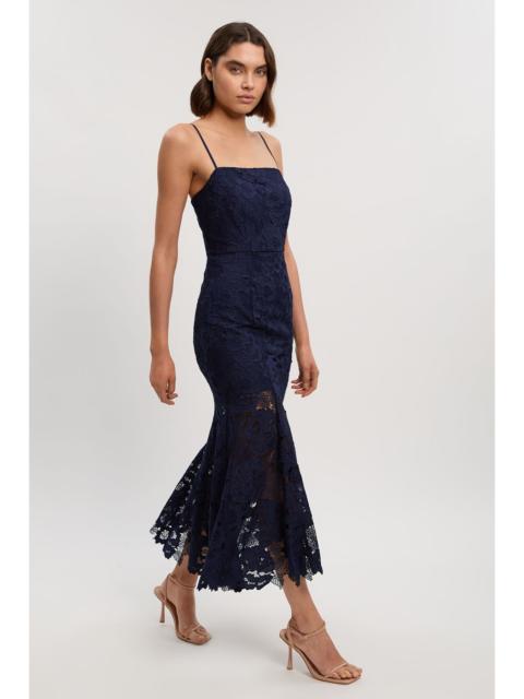 Petite Guipure Lace Woven Bardot Midi Dress