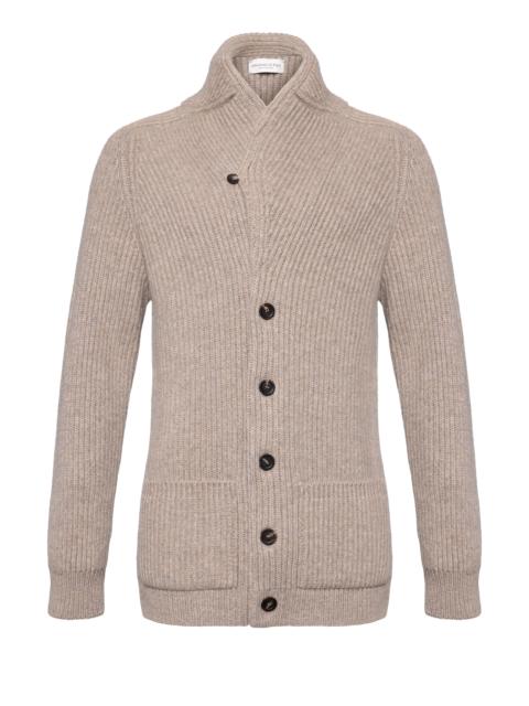 Ribbed Shawl Collar Cashmere Cardigan