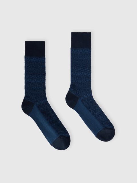 Mid-length cotton-blend 3D zigzag socks