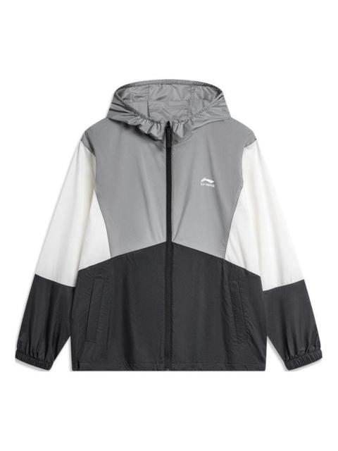 Li-Ning Color Block Windbreaker 'White Grey Black' AFDU363-1