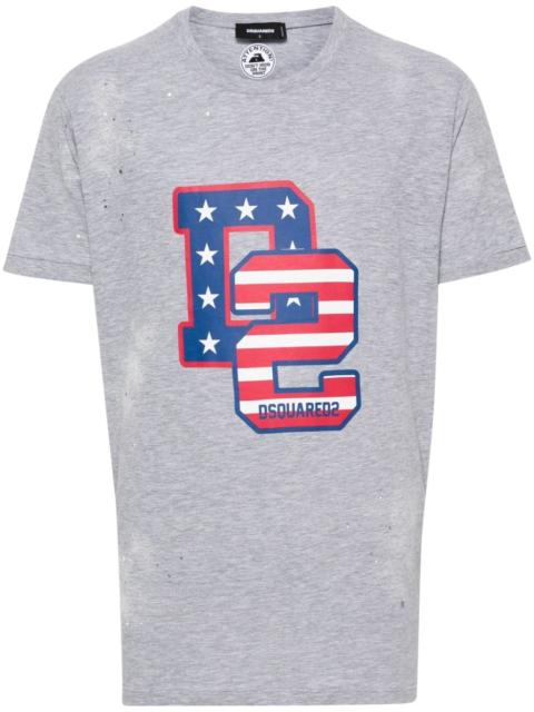 logo-print distressed T-shirt