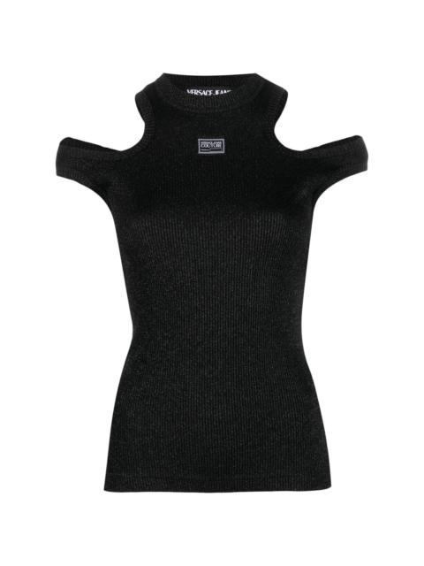 logo-patch metallic effect top