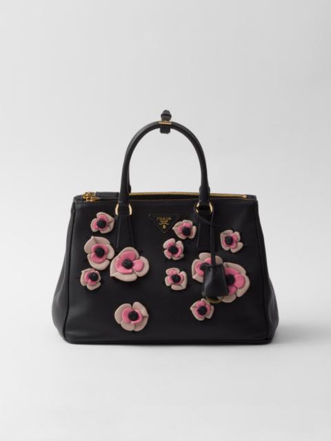 Large Prada Galleria leather bag with floral appliqués