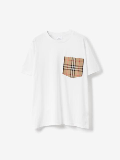 Vintage Check Pocket Cotton Oversized T-shirt
