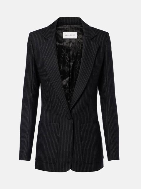 Pinstripe wool-blend blazer