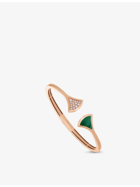 Diva's Dream 18ct rose-gold, malachite and 0.16ct brilliant-cut diamond bracelet