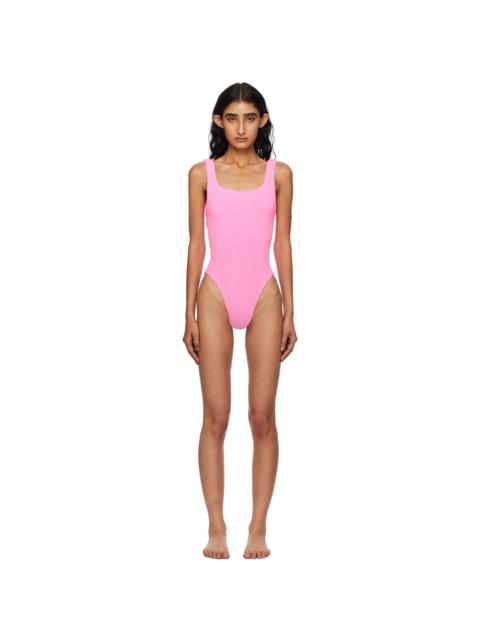 Pink Square Neck Swimsuit