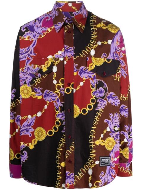 Chain Couture-print cotton shirt