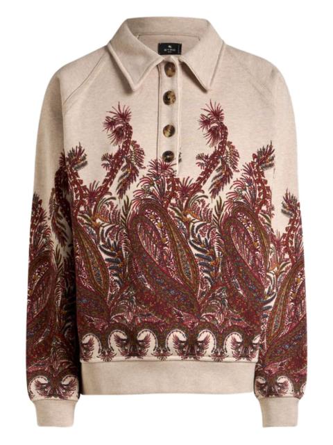 paisley-print polo-neck sweatshirt