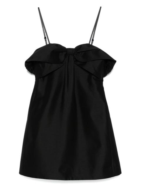 bow-embellished off-shoulder mini dress