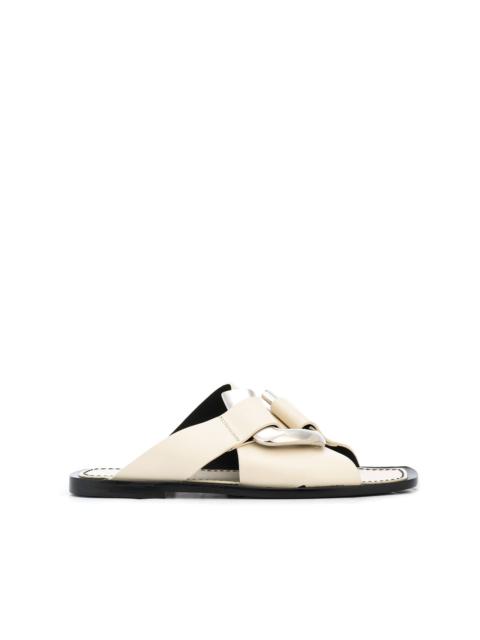 square-toe slide sandals