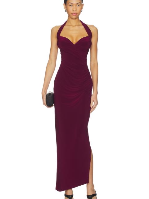 x REVOLVE Halter Sweetheart Side Drape Gown