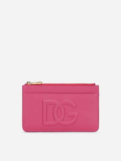 Medium calfskin card holder with DG logo