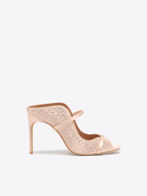 Noah 90 Pink Crystal-Embellished Satin Heeled Sandals