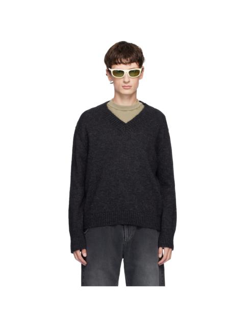 Gray Vexed V-Neck Sweater