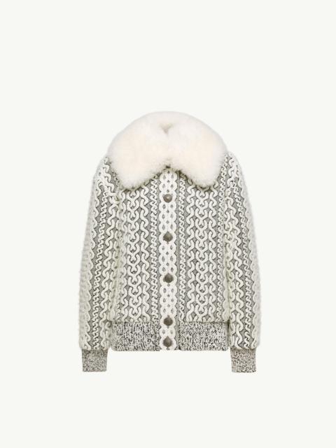 Beille Shearling-Trimmed Down Bomber Jacket
