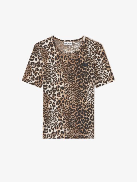 LEOPARD RIB T-SHIRT