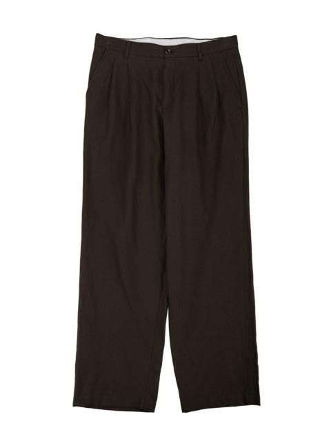 Hestur Relaxed Cotton Linen Twill  Pleated Trouser Delicioso Brown