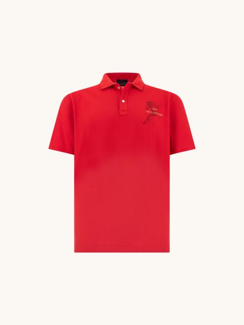 COTTON PIQUÉ POLO SHIRT WITH YEAR OF THE HORSE PRINT