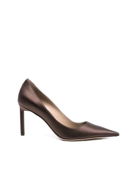 80mm pointed-toe satin pumps