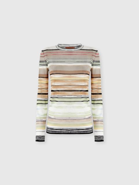 Striped Flame Viscose Crewneck Sweater