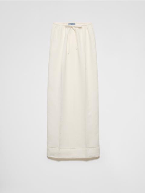 Embroidered linen maxi-skirt