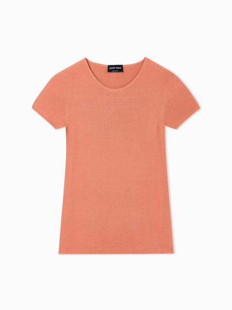 LINKS-STITCH VISCOSE SHORT-SLEEVED JUMPER