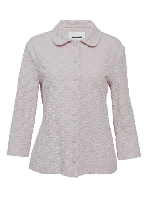 flower-textured long-sleeve shirt