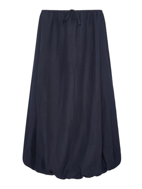 Air Linen Bubble Maxi Skirt navy