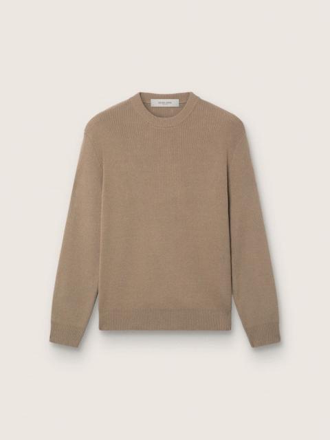 Men's sweater in light taupe organic cotton with embroidered logo
