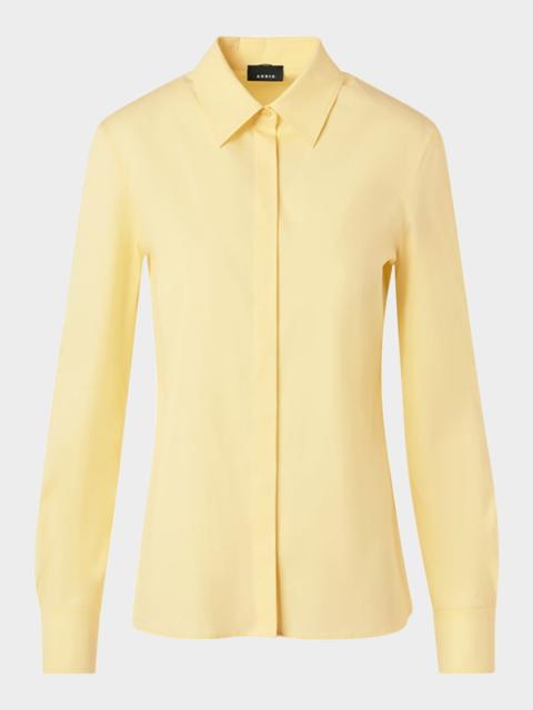 Stretch Poplin Button-Front Shirt
