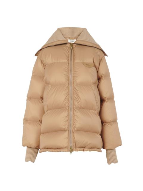 HIGH-NECK PUFFER JACKET IN SHINY NYLON