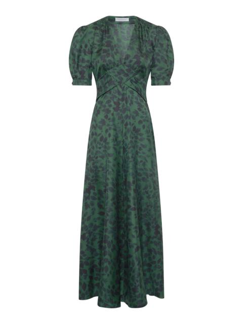 Larkin Maxi Dress in English Green Printed Silk