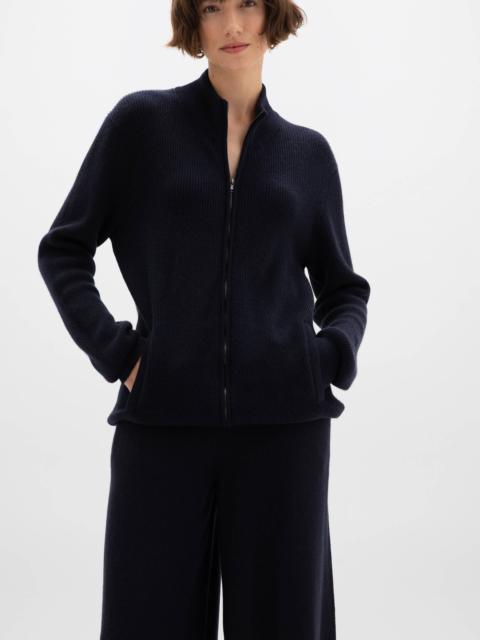 Ribbed Cashmere Navy Cardigan
