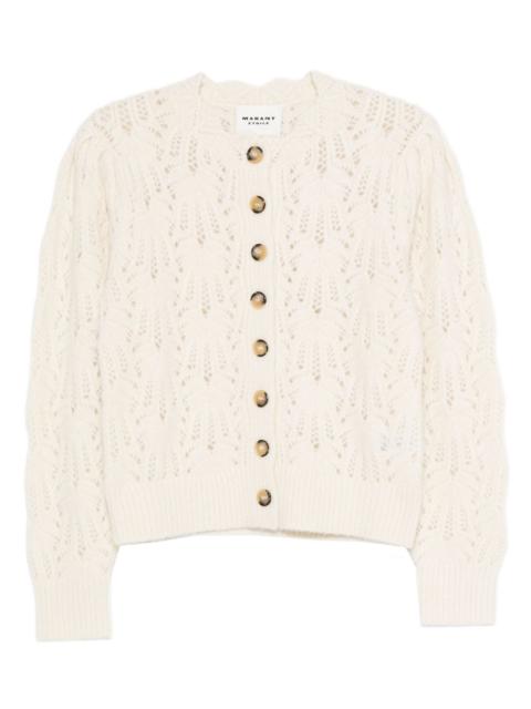 button-front open-knit cardigan