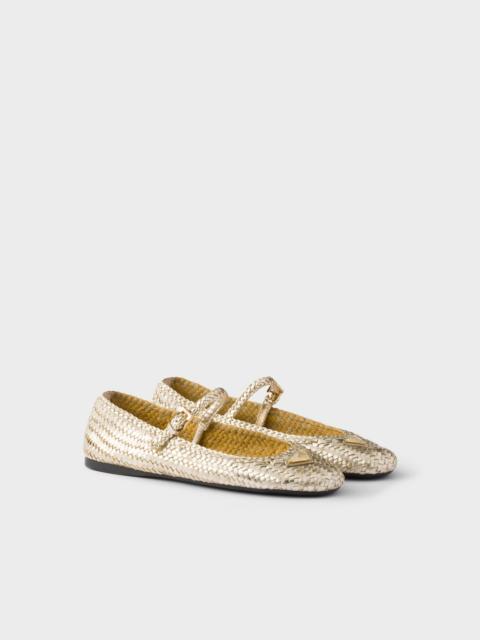 Woven leather ballerinas
