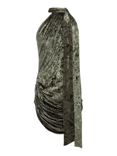 Franky Halter Velvet Mini Dress green