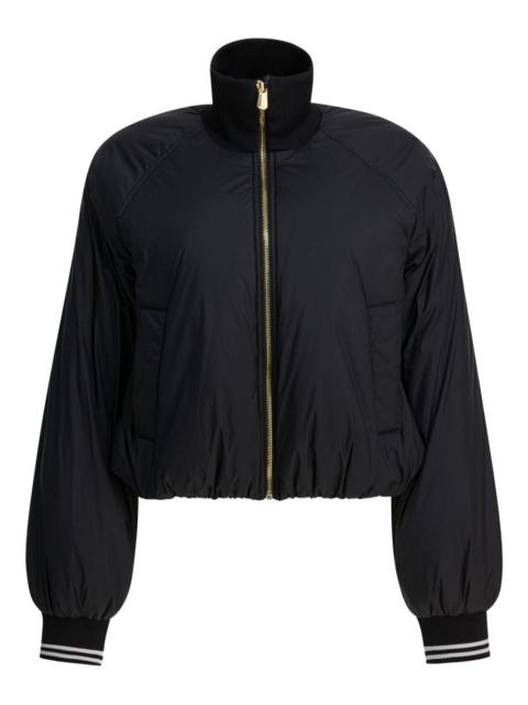 high-neck zip-front jacket