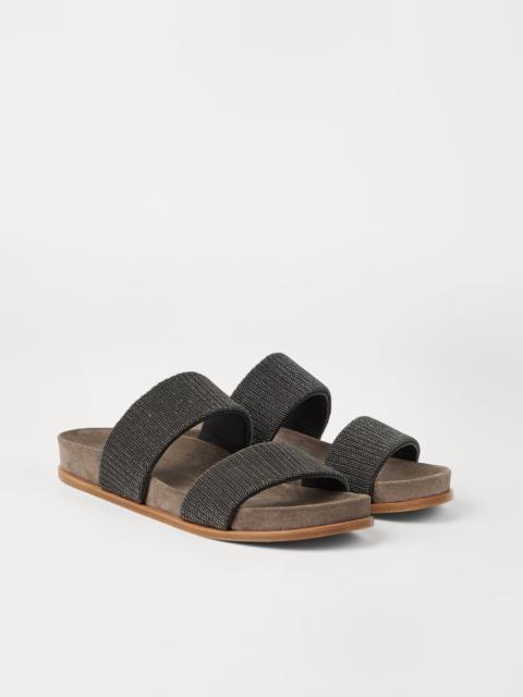 Suede slides with precious straps