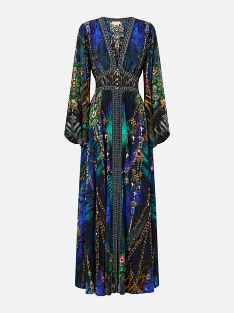 KIMONO SLEEVE DRESS WITH SHIRRING DETAIL