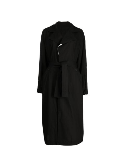 belted cotton trench coat