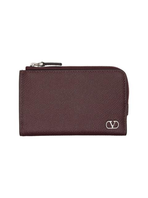 Burgundy VLogo Signature Compact Wallet