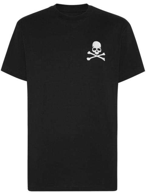 skull-embroidery cotton T-shirt