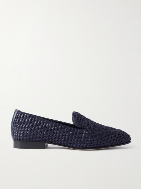 Pitakara Leather-trimmed Raffia Loafers